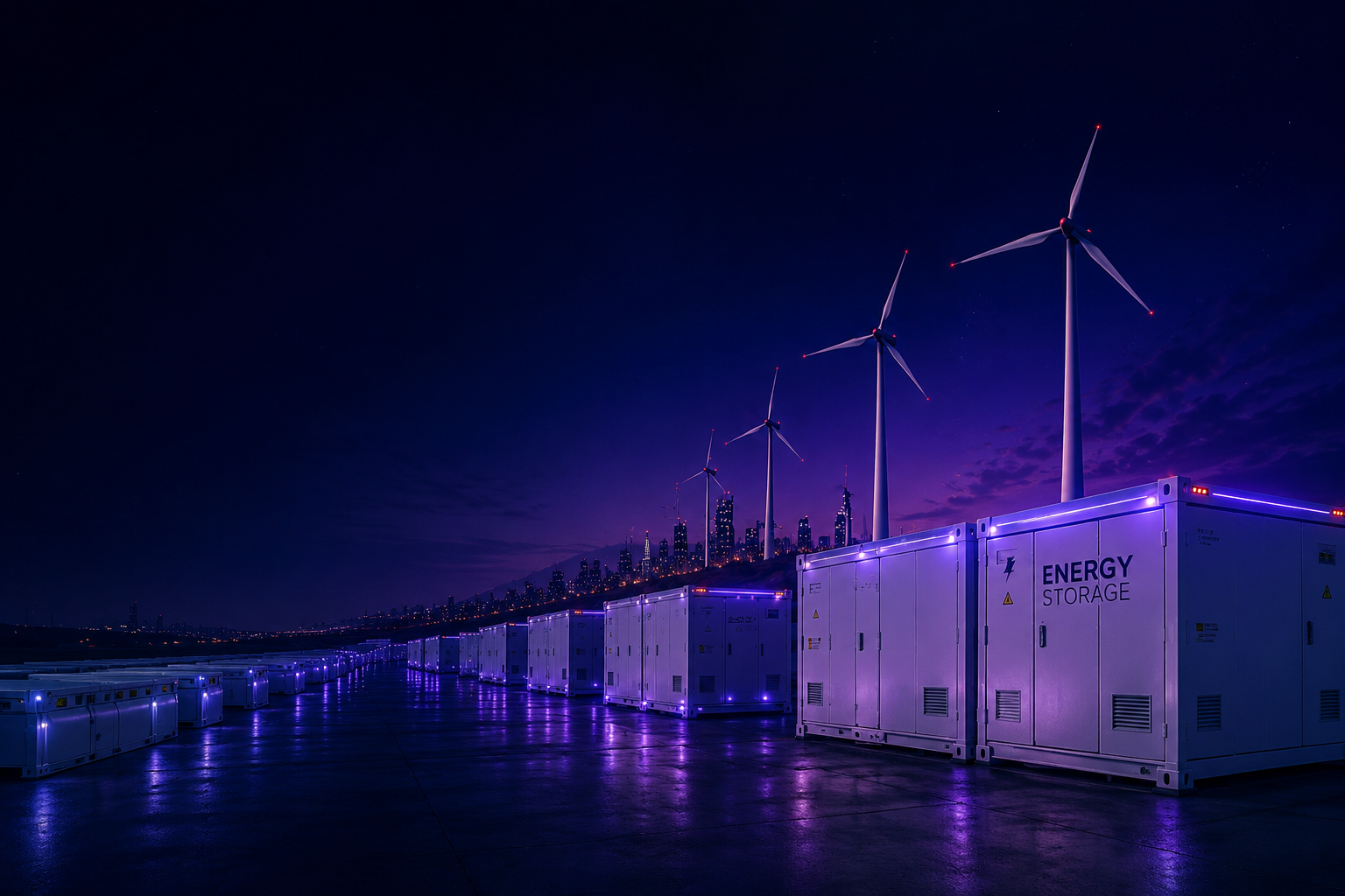 vexa energy storage facility at twilight
